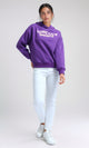 O201122 - Slip On Hoodie with Front & Back Print - Dark Purple
