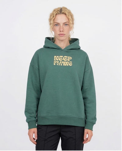 Ravin | Women "Keep Flying" Butterfly Graphic Oversized Hoodie - Forest Green - O201123