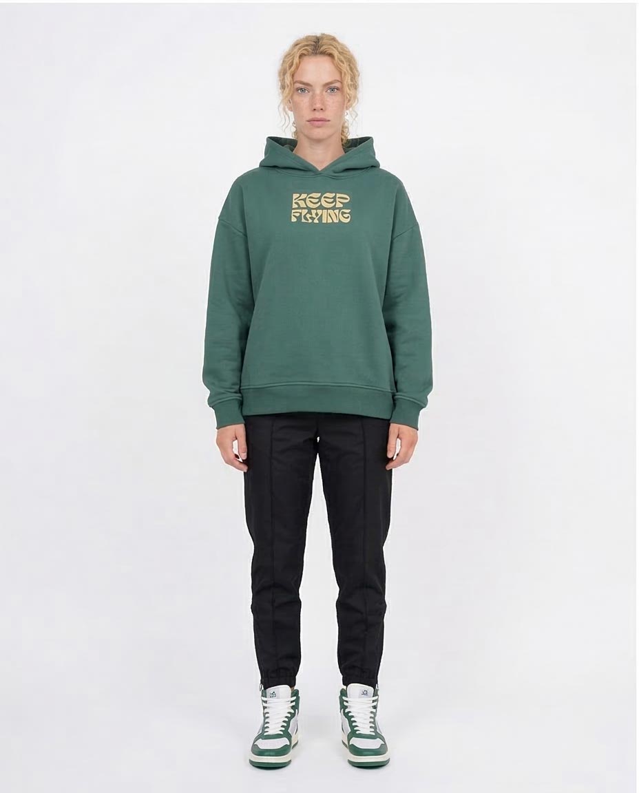 Women's Keep Flying Butterfly Graphic Oversized Hoodie - Green - O201123