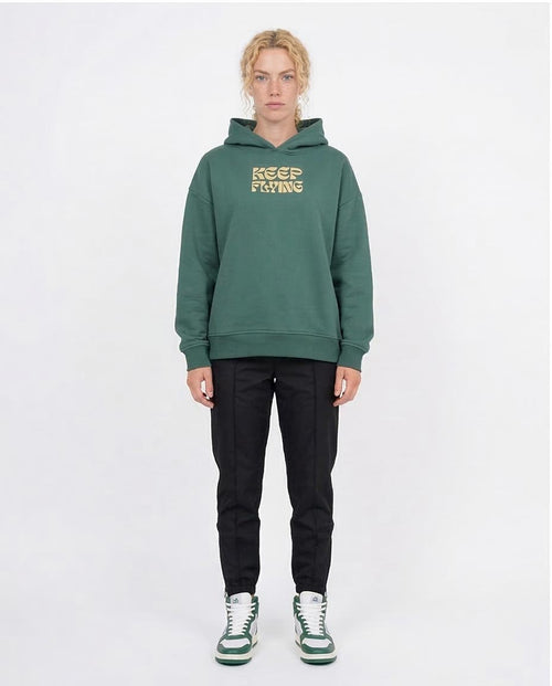 Ravin | Women "Keep Flying" Butterfly Graphic Oversized Hoodie - Forest Green - O201123