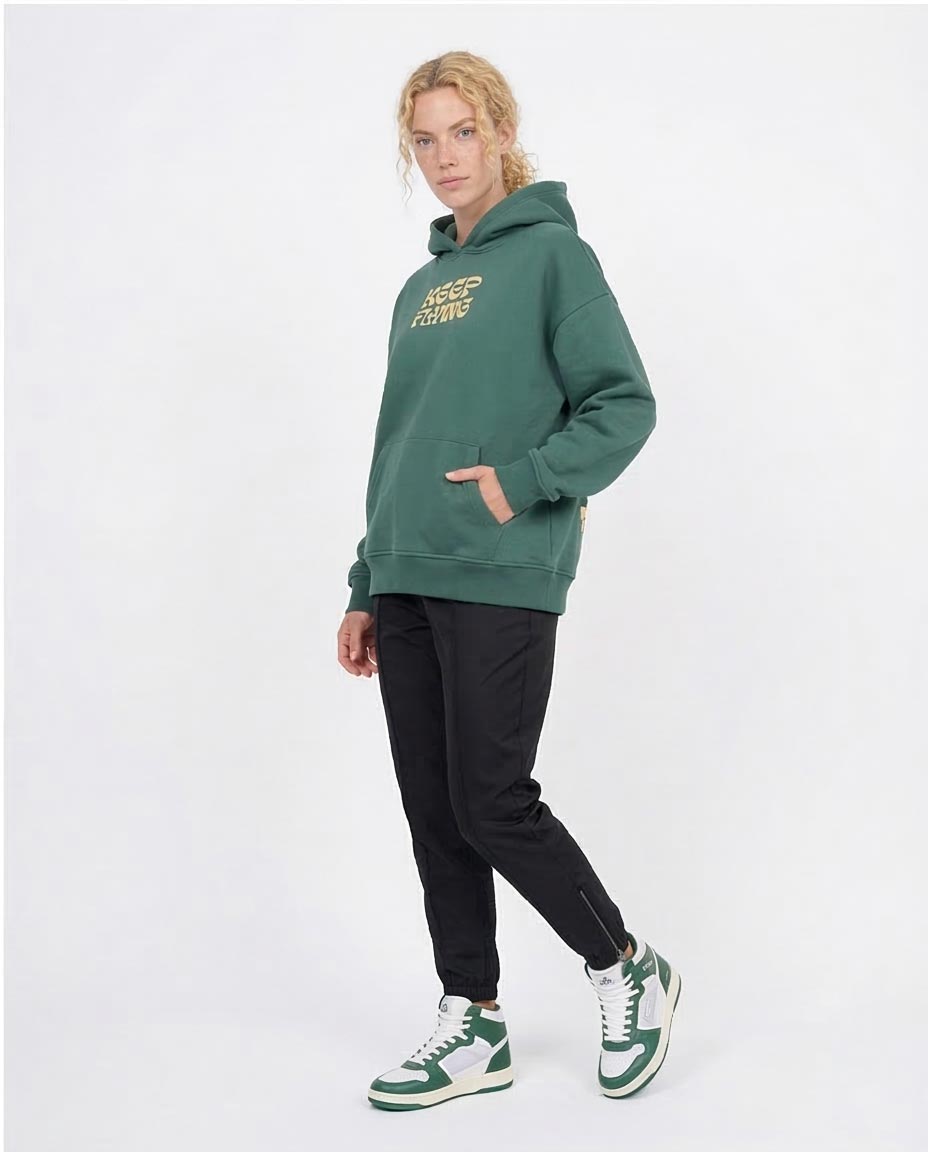 Women's Keep Flying Butterfly Graphic Oversized Hoodie - Green - O201123