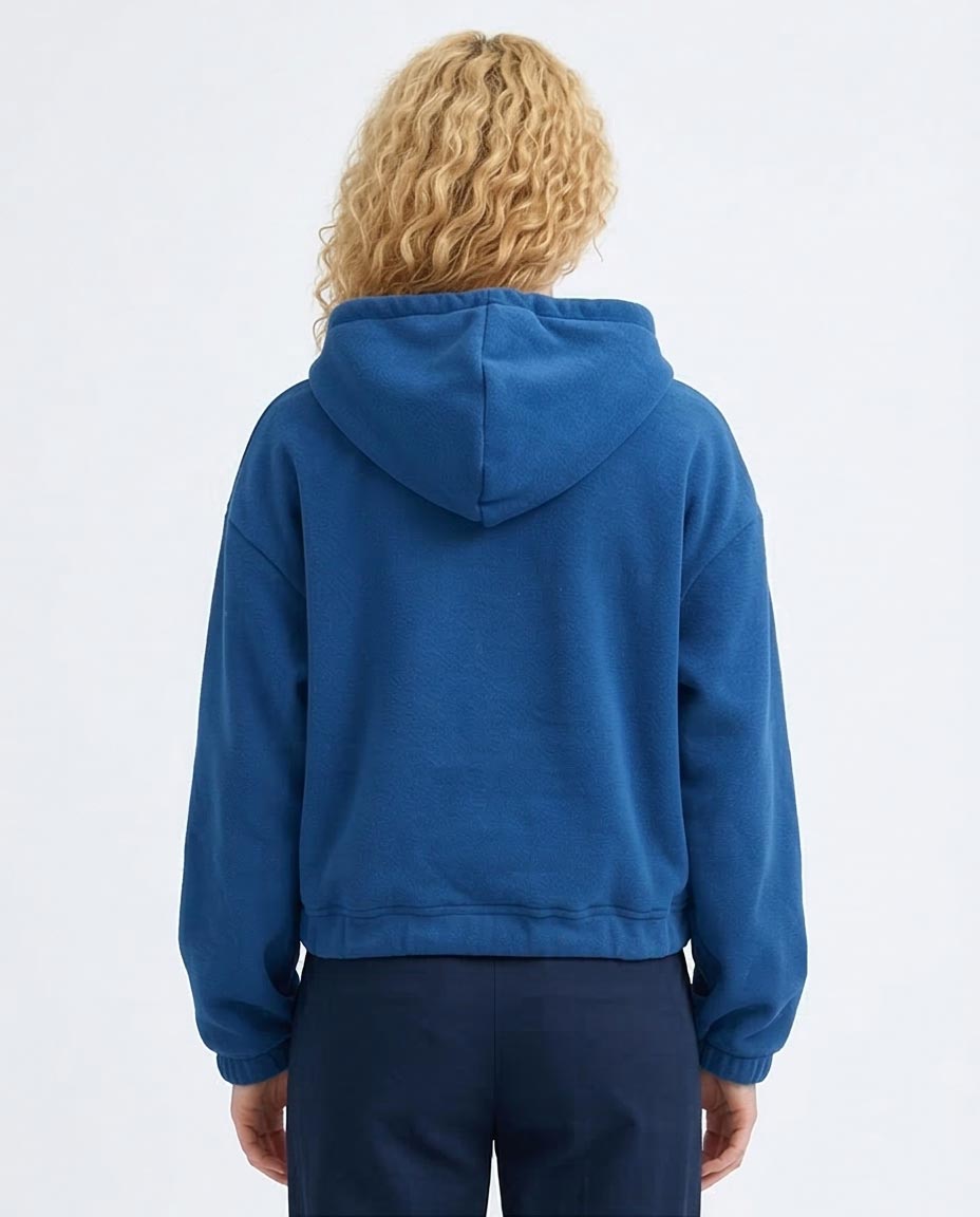 Ravin Blue Zip-Detail Fleece Hoodie - Dark Petroleum - O201154