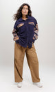 o201156-PATTERNED SHIRT WITH BUTTON CLOSURE - NAVY BLUE