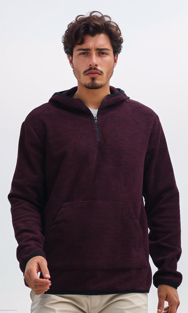 O201214 - Winter Long Sleeves Hoodie - Heather Dark Burgundy