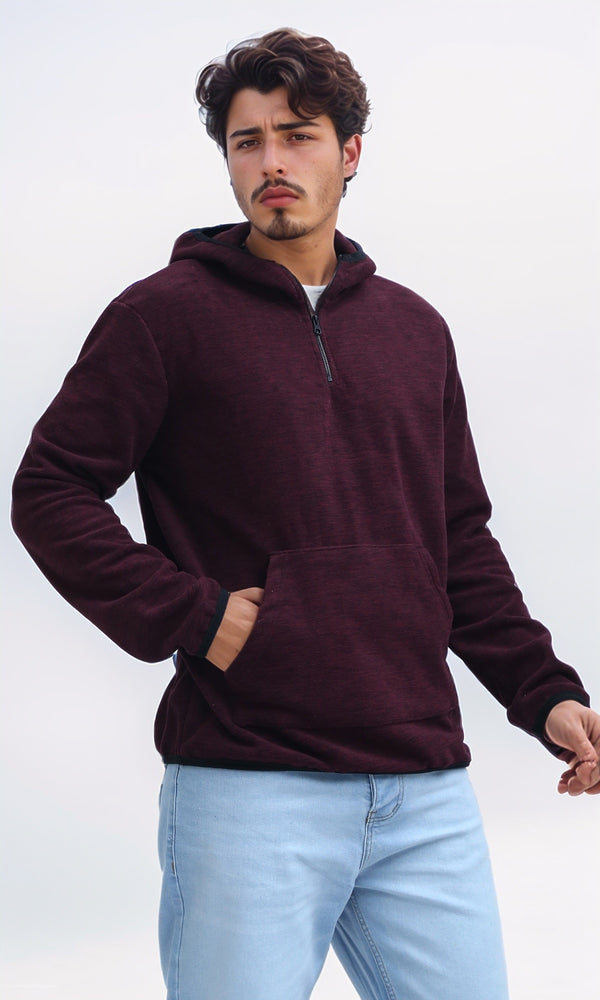 O201214 - Winter Long Sleeves Hoodie - Heather Dark Burgundy