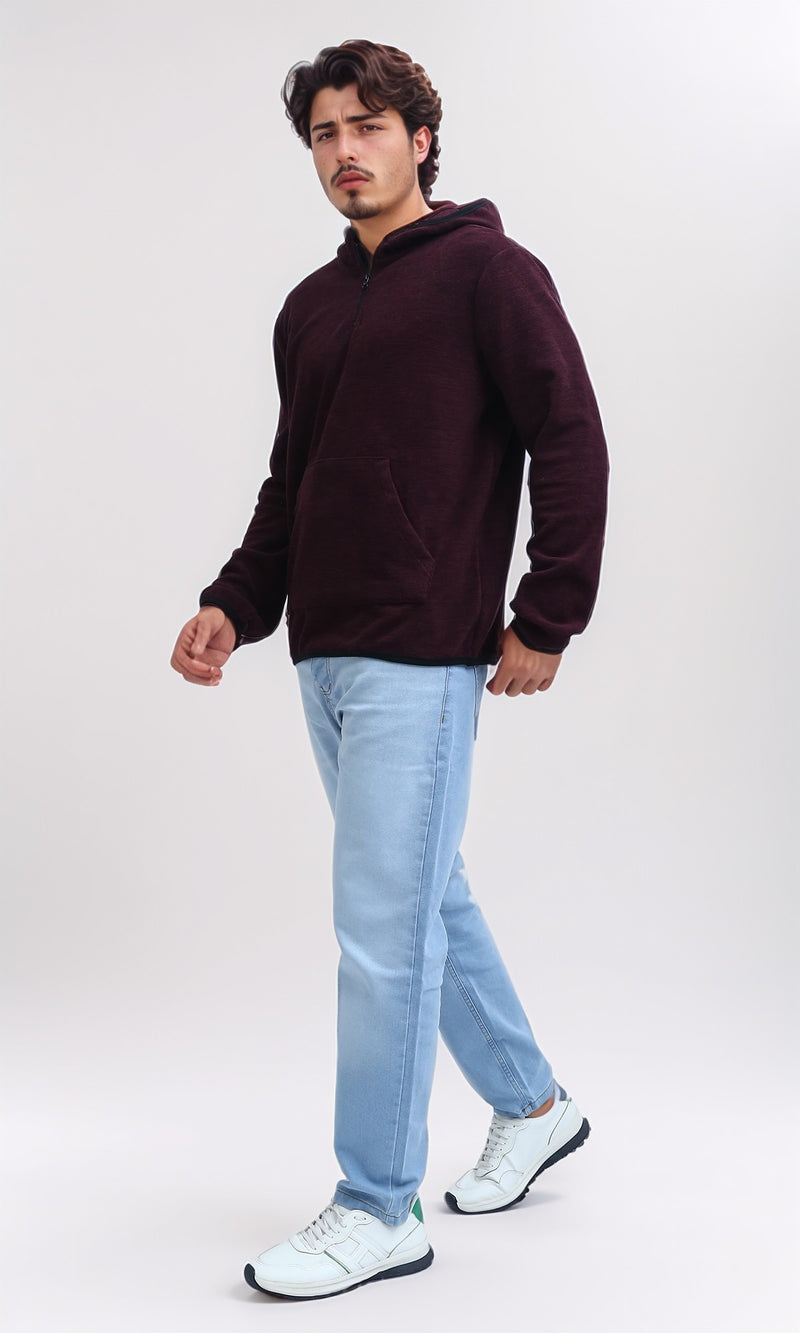 O201214 - Winter Long Sleeves Hoodie - Heather Dark Burgundy