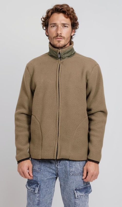 O201216-O201216 - Zip-Up Fleece Jacket - Olive