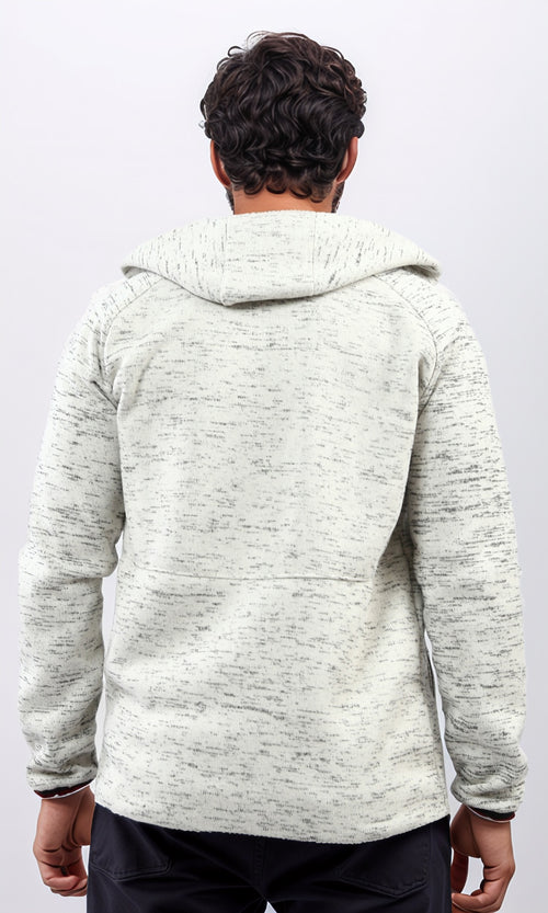 o201222 - Long Sleeve Zipper Hoodie With Front Pocket - Off-White