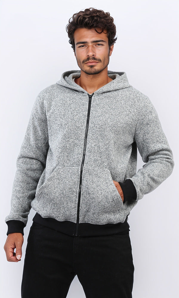 o201226 - Long Sleeves Winter Zipped Sweatshirt - Grey