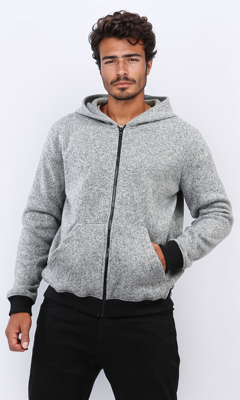 o201226 - Long Sleeves Winter Zipped Sweatshirt - Grey