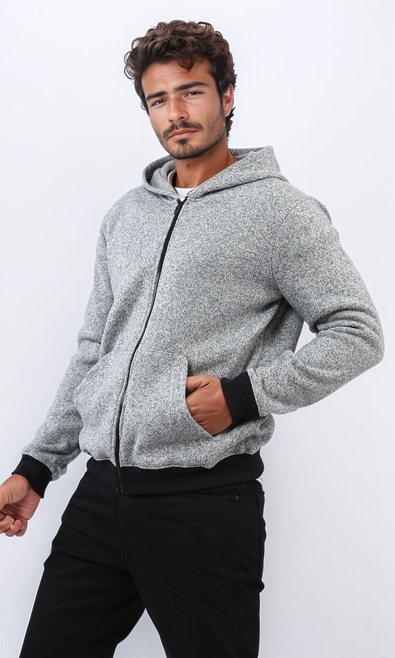o201226 - Long Sleeves Winter Zipped Sweatshirt - Grey