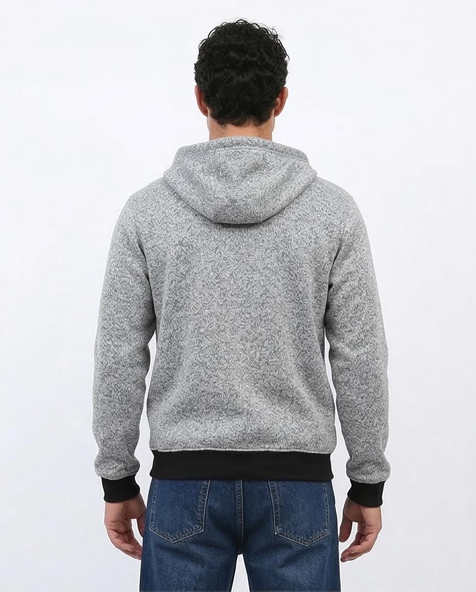 Heather Grey Contrast Trim Full-Zip Hoodie - O201226