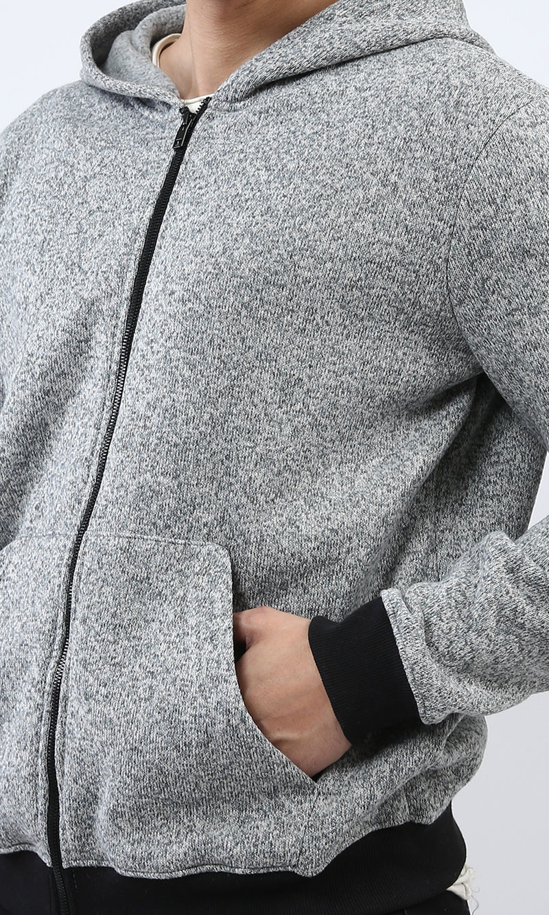 o201226 - Long Sleeves Winter Zipped Sweatshirt - Grey