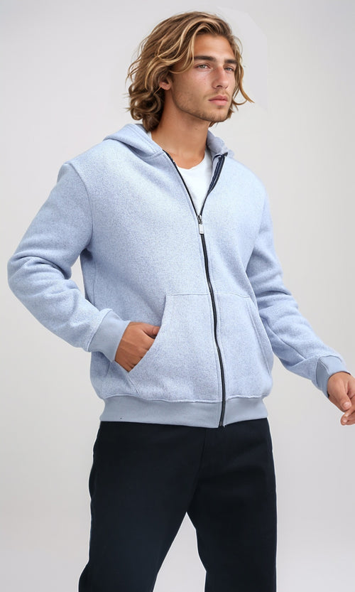 O201227 Winter Full Sleeves Sky Blue Zipped Sweatshirt