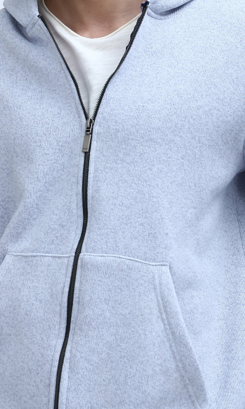 O201227 Winter Full Sleeves Sky Blue Zipped Sweatshirt