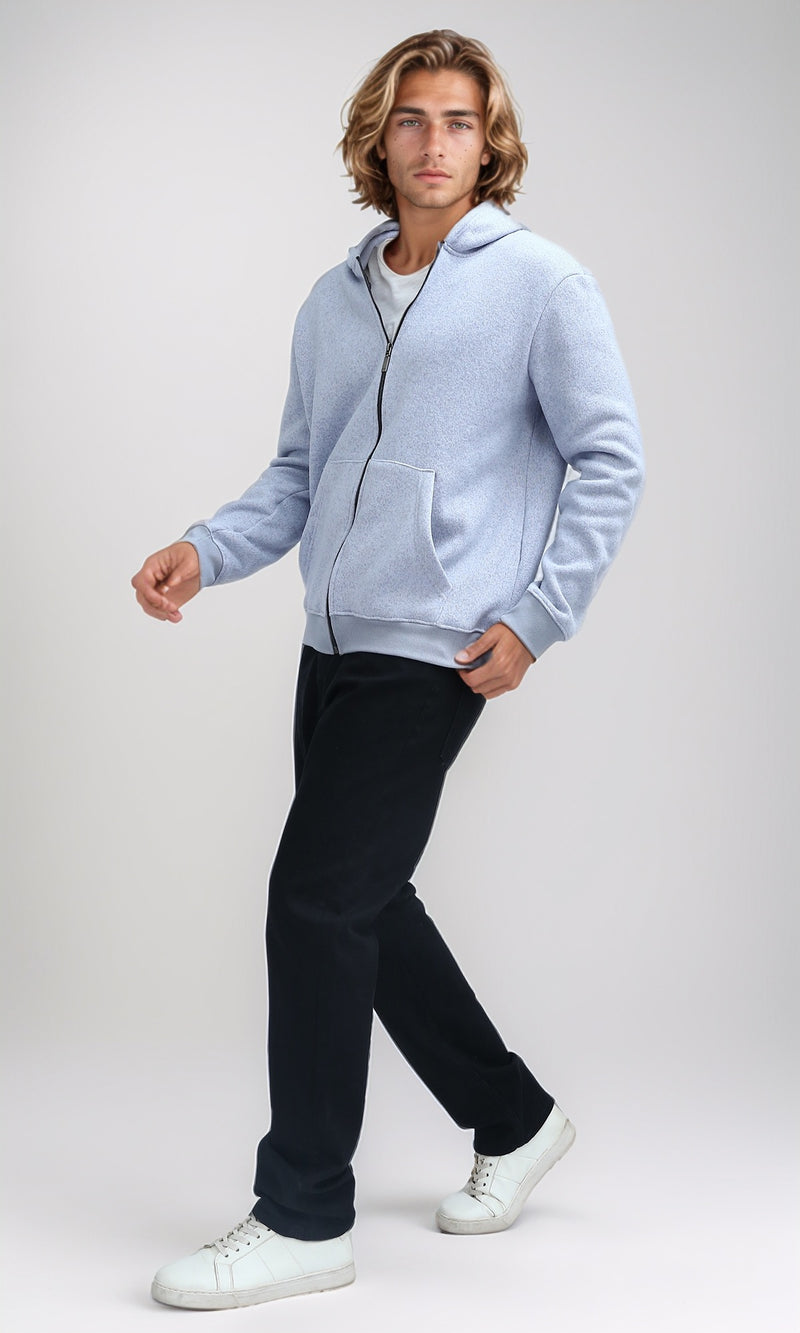 O201227 Winter Full Sleeves Sky Blue Zipped Sweatshirt