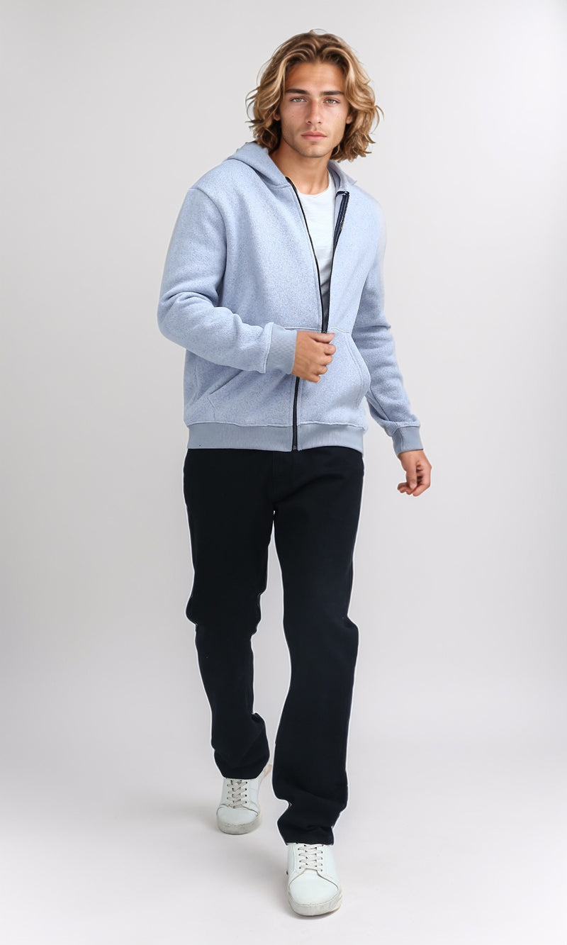 O201227 Winter Full Sleeves Sky Blue Zipped Sweatshirt