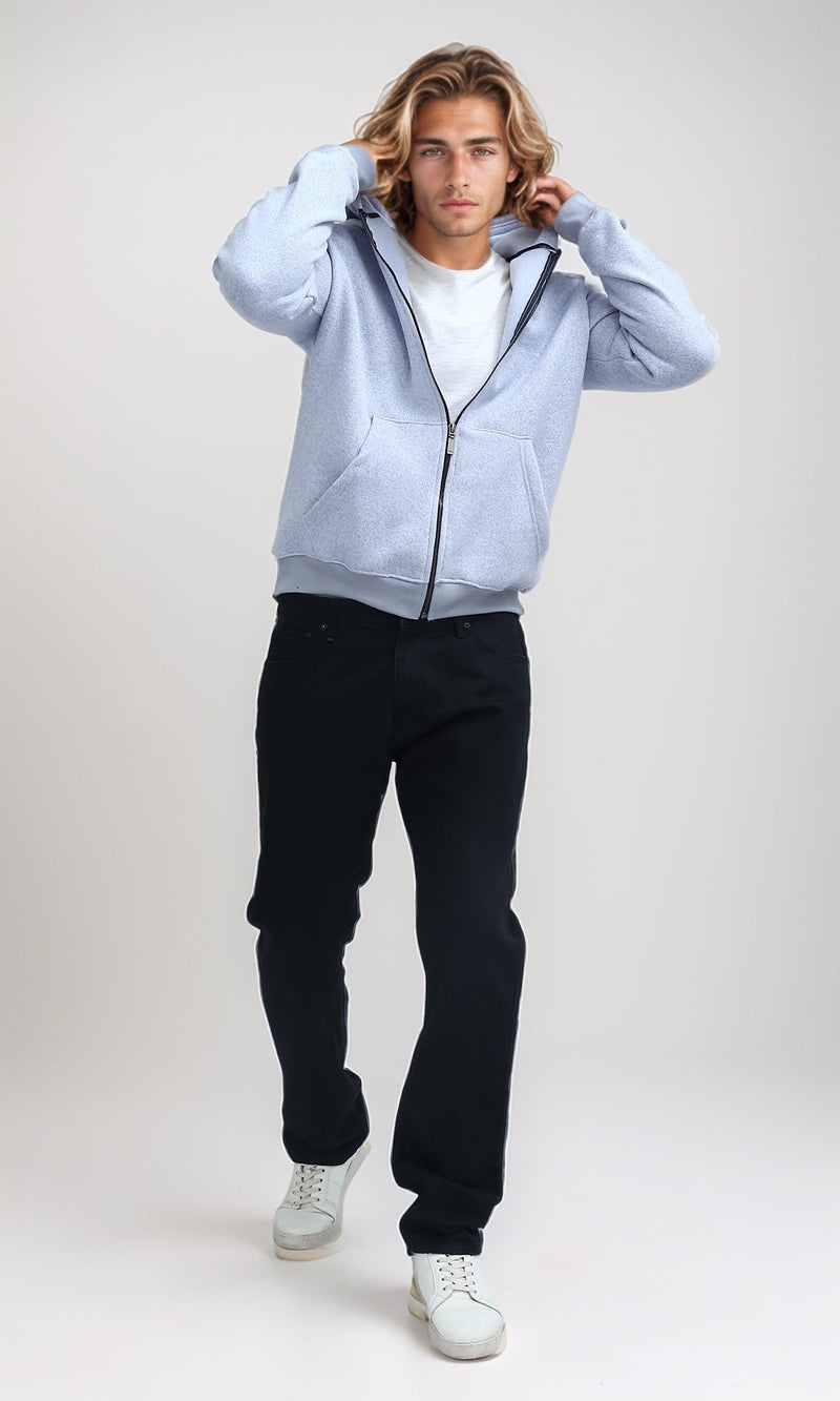 O201227 Winter Full Sleeves Sky Blue Zipped Sweatshirt