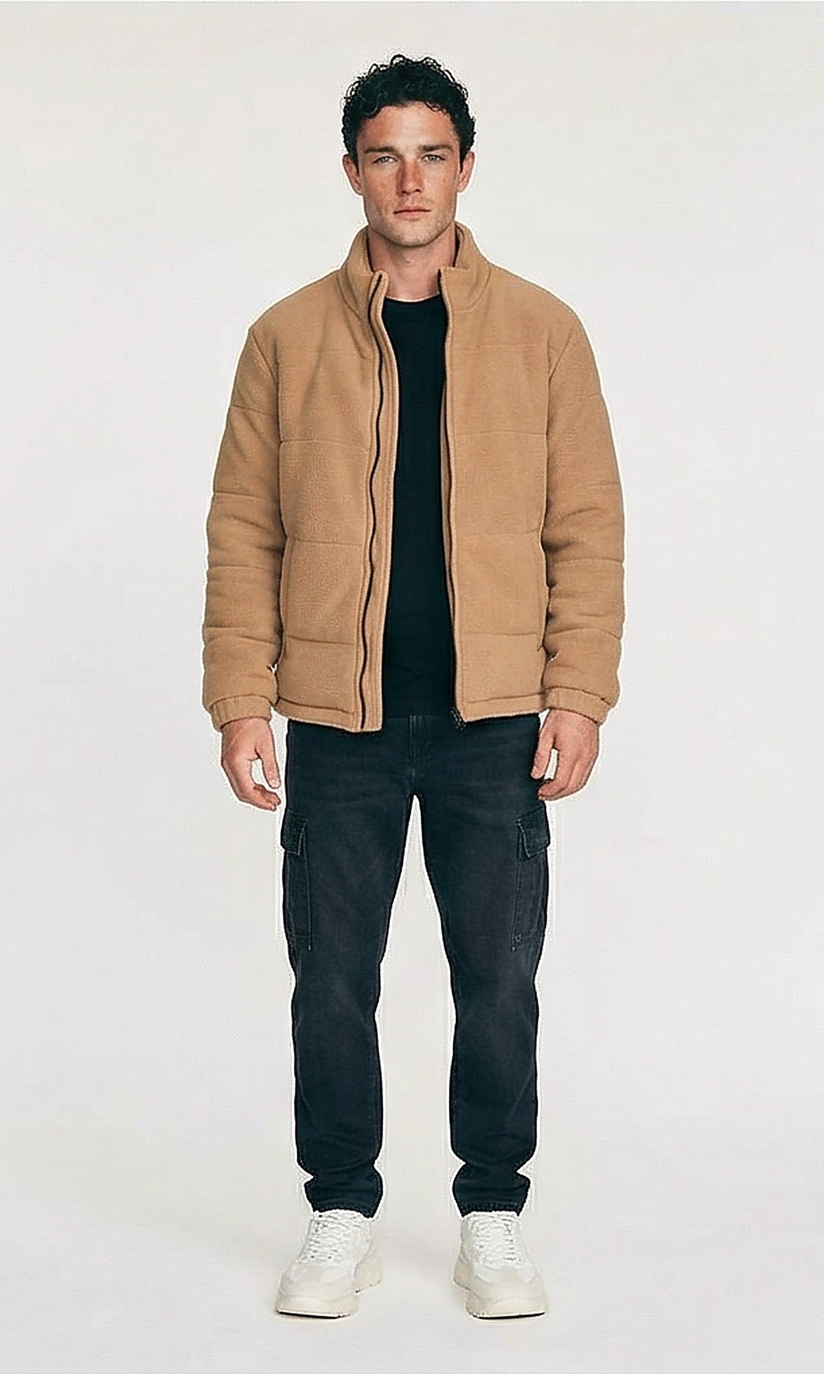 Camel Fleece Quilted Puffer Jacket - O201228