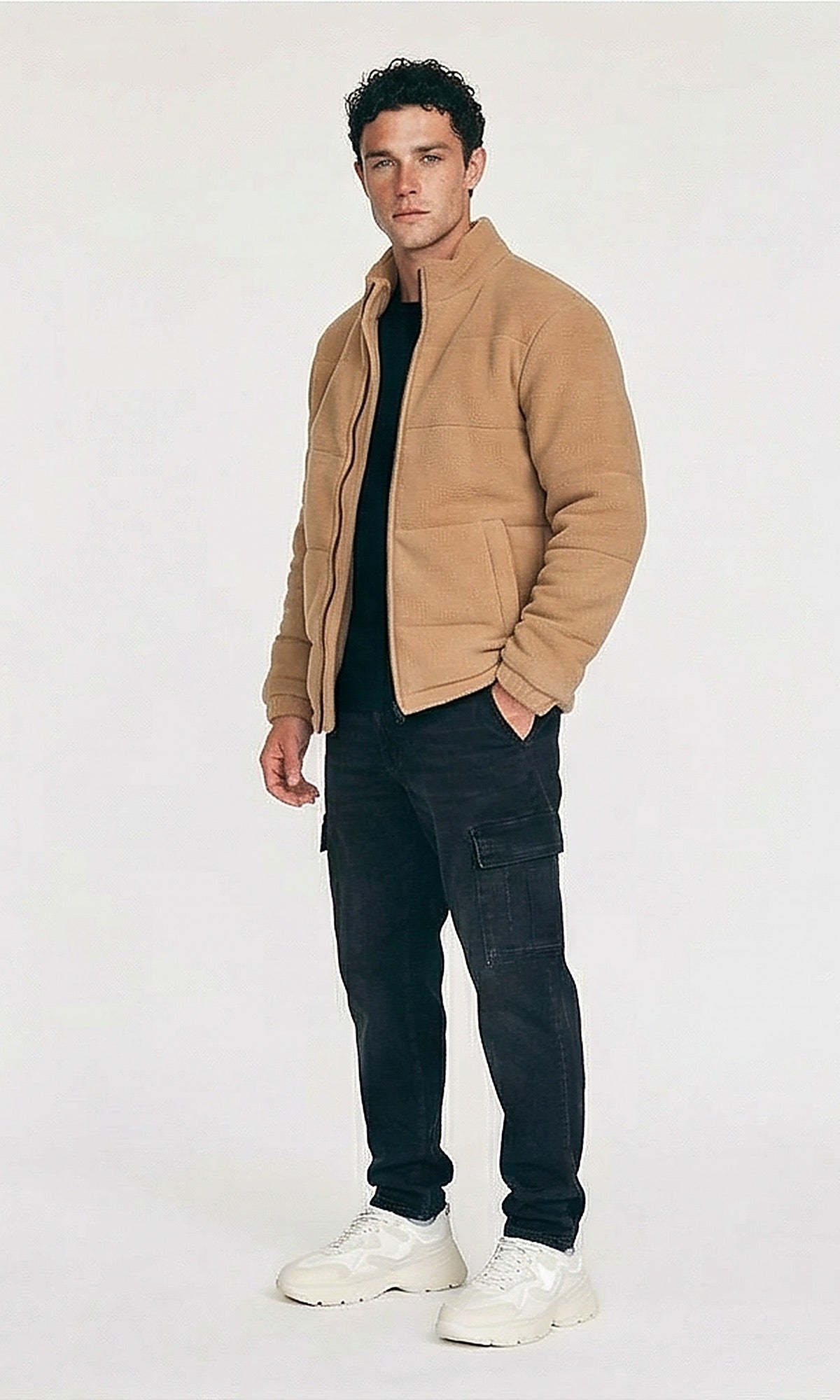 Camel Fleece Quilted Puffer Jacket - O201228