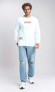 O201288 - Round Neck Printed ''Enta'' Sweatshirt - White