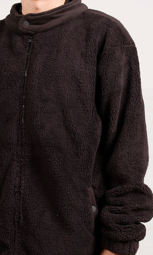 O201295-O201295 - Fleece Snap-Up Jacket - Chocolate Brown