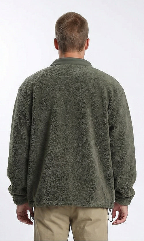 O201296 - OverSize Fleece Jacket with full zipper - Olive