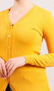 O201314-O201314 - V-Neck Knit Cardigan - Yellow