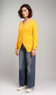 O201314-O201314 - V-Neck Knit Cardigan - Yellow