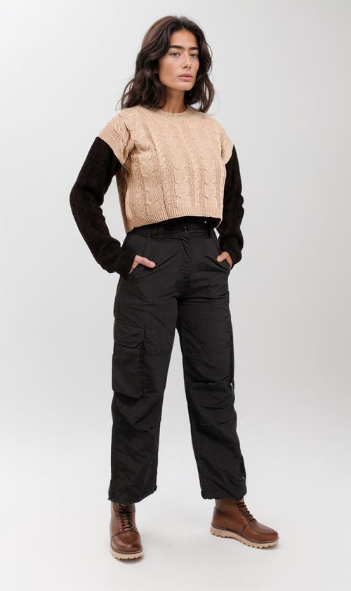 o201329-LEATHER JACKET WITH STAND COLLAR - BLACK