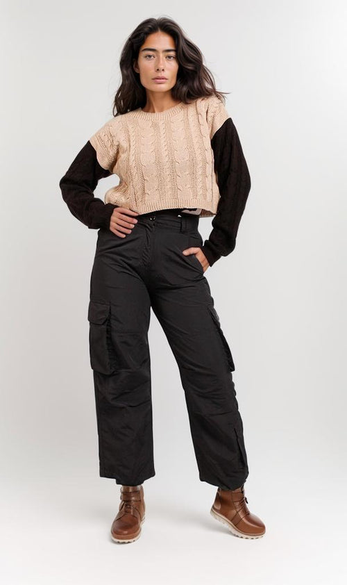 o201329-LEATHER JACKET WITH STAND COLLAR - BLACK