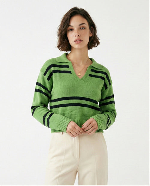 O201334 - Acrylic Beach Graphic T-Shirt – Navy Blue