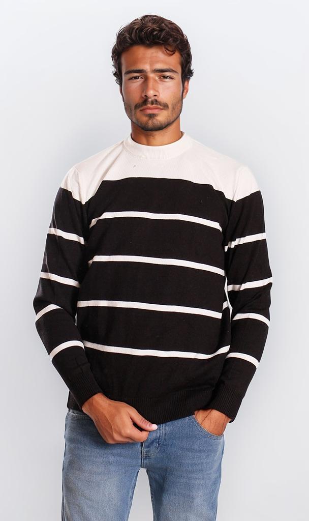 o201340-STRIPED SWEATER - BLACK & WHITE