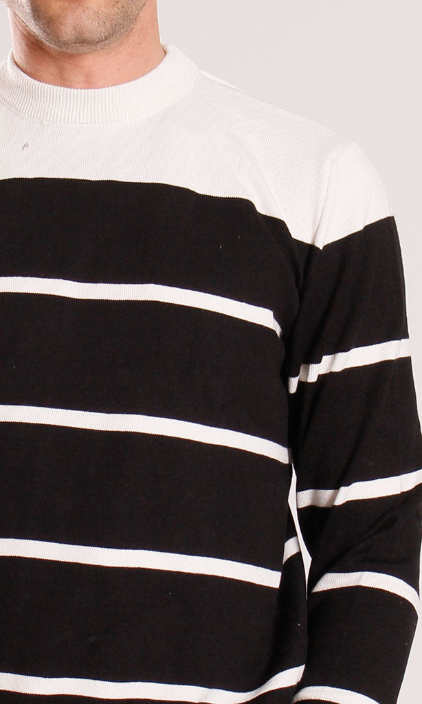 o201340-STRIPED SWEATER - BLACK & WHITE