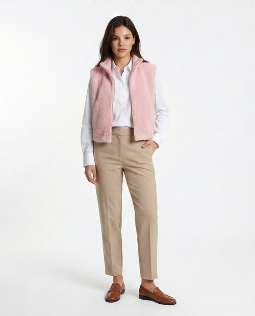 Soft Pink Sherpa Zip-Up Fleece Vest - O201378