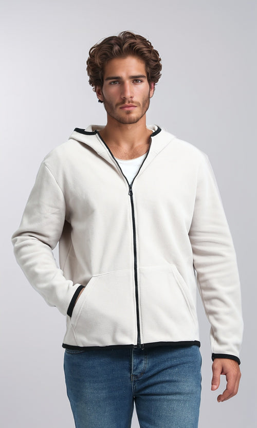 O201931 - Winter Long Sleeves Hoodie with Pockets - Light Beige