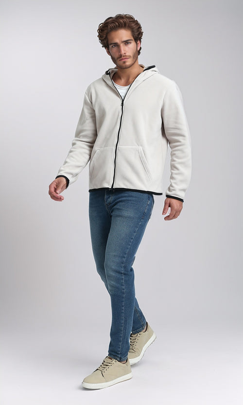 O201931 - Winter Long Sleeves Hoodie with Pockets - Light Beige