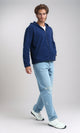 O201933 - Long Sleeves Regular Zipped Hoodie - Navy Blue
