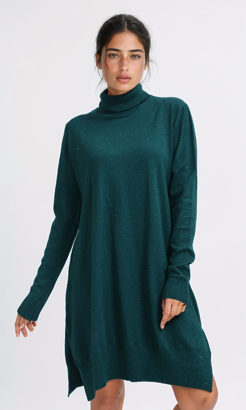 O201950 - Glittery Long Sleeves Pullover - Dark Green