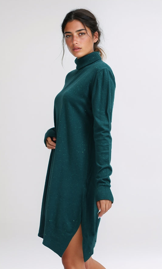 O201950 Glittery Long Sleeves Pullover - Dark Green