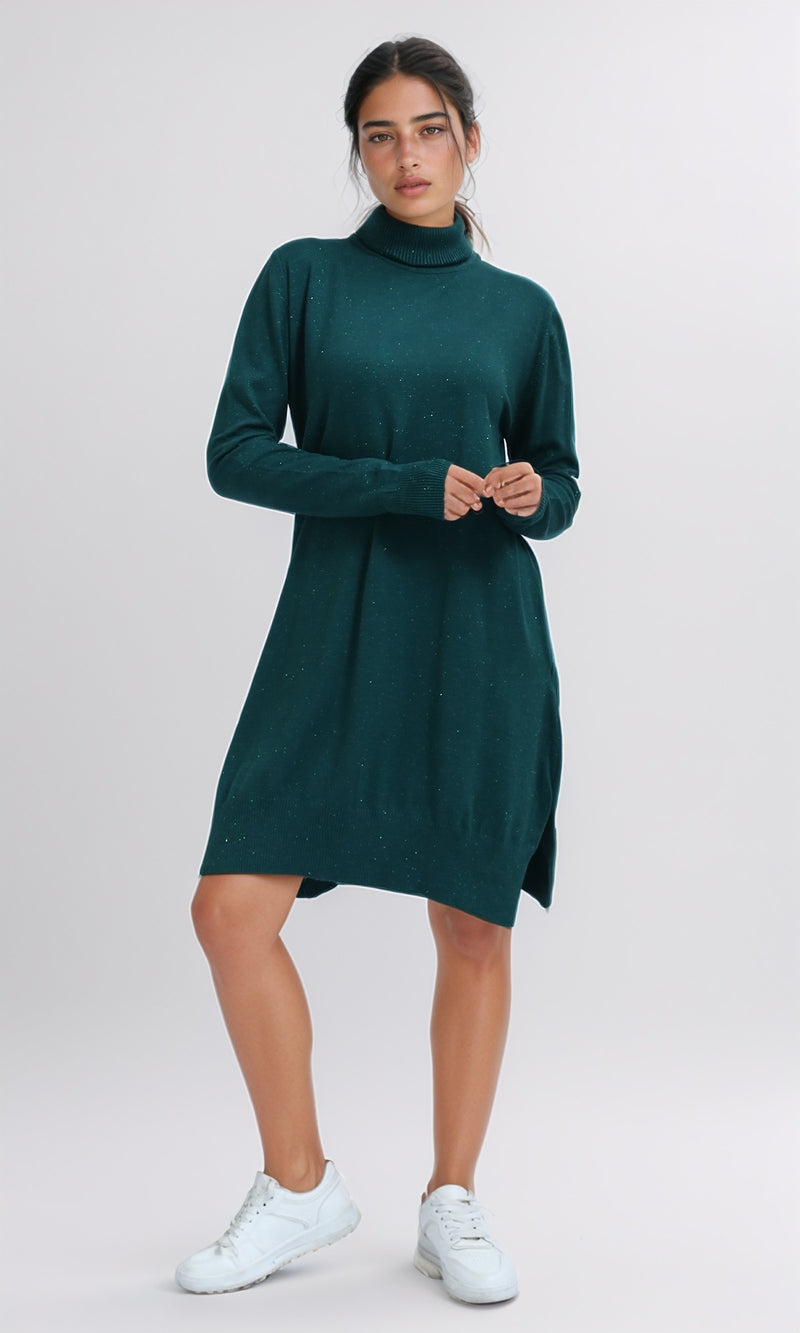 O201950 - Glittery Long Sleeves Pullover - Dark Green