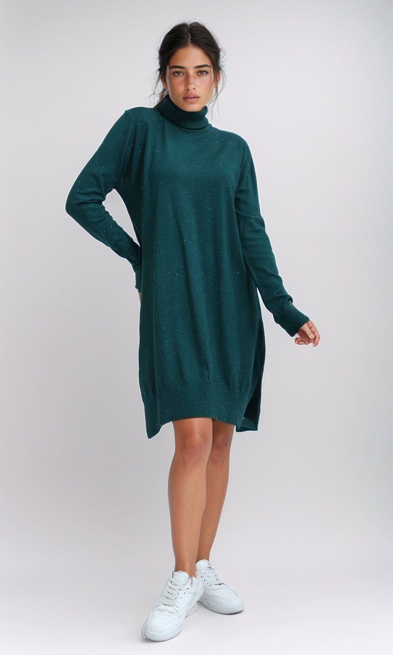 O201950 - Glittery Long Sleeves Pullover - Dark Green
