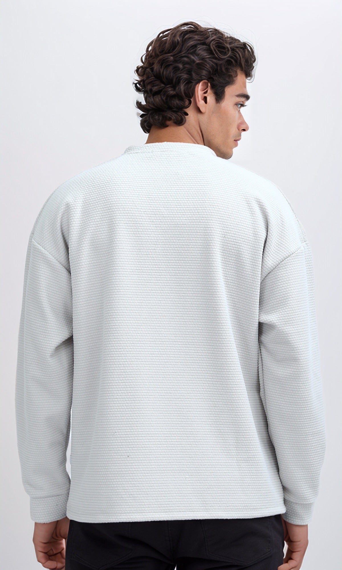 O202112 Relaxed Fit Cotton Long Sweatshirt - Light Grey