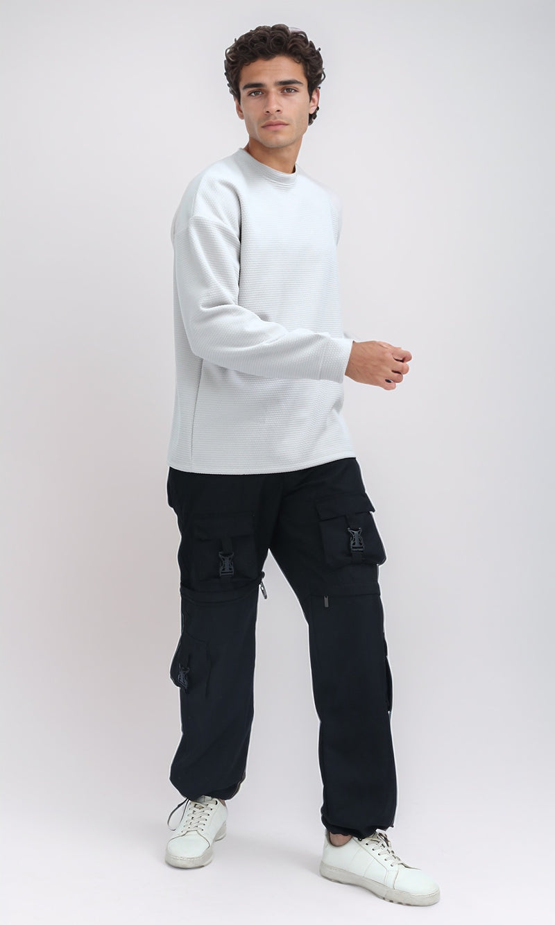 O202112 Relaxed Fit Cotton Long Sweatshirt - Light Grey