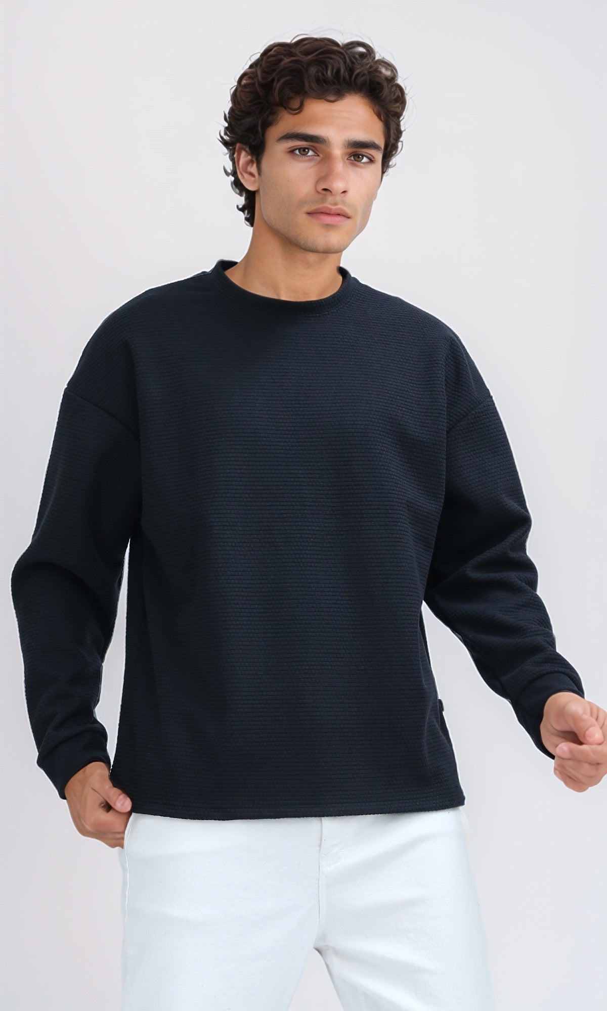 Ravin Men's Oversized Waffle Knit Crew-Neck Sweatshirt - O202113