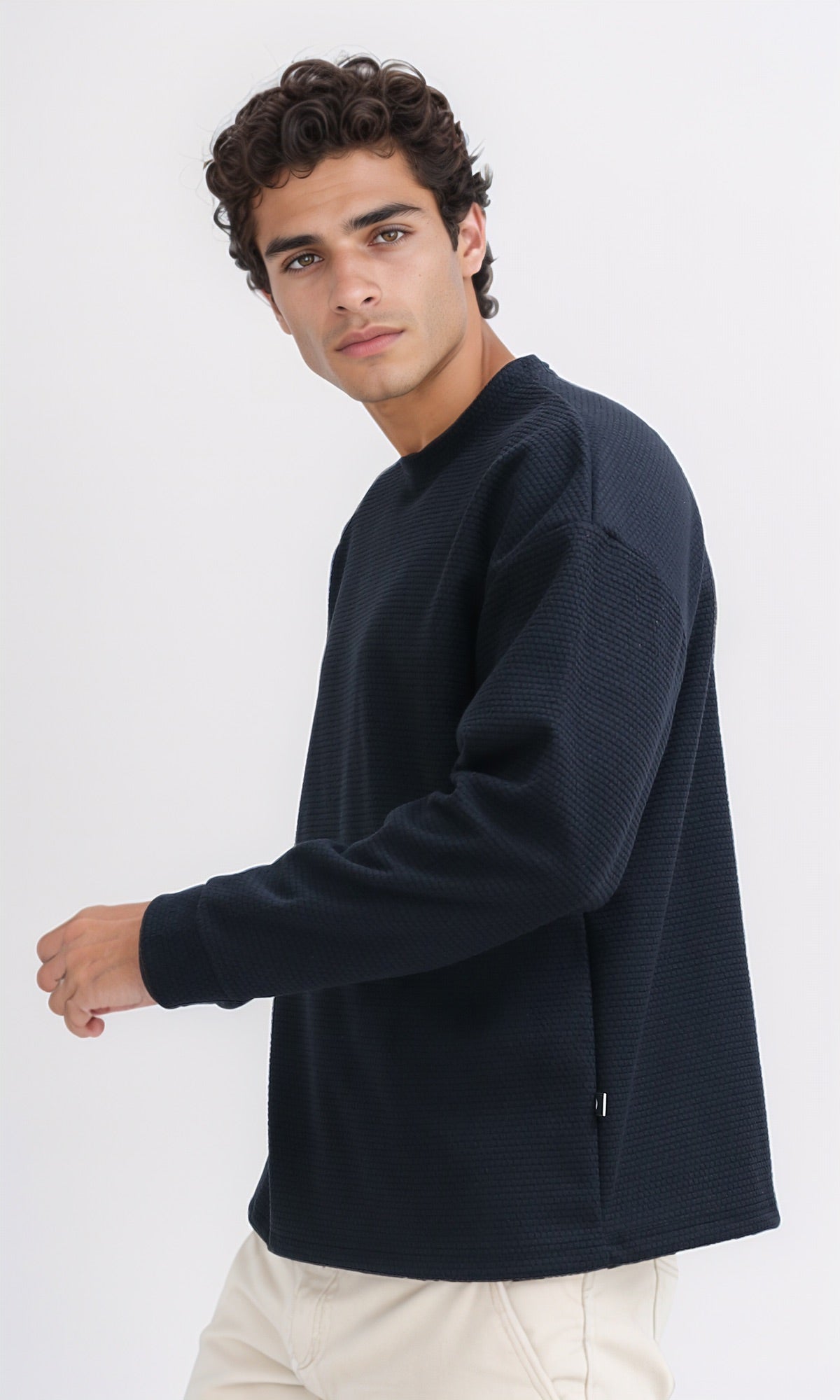 Ravin Men's Oversized Waffle Knit Crew-Neck Sweatshirt - O202113