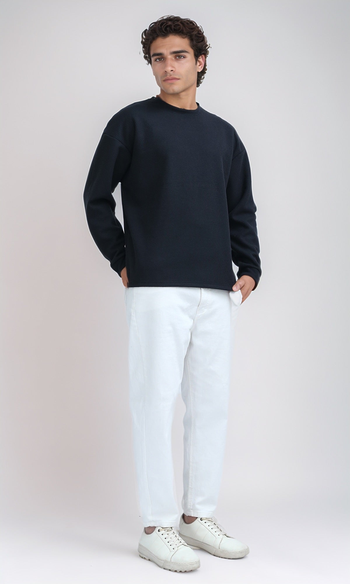 Ravin Men's Oversized Waffle Knit Crew-Neck Sweatshirt - O202113