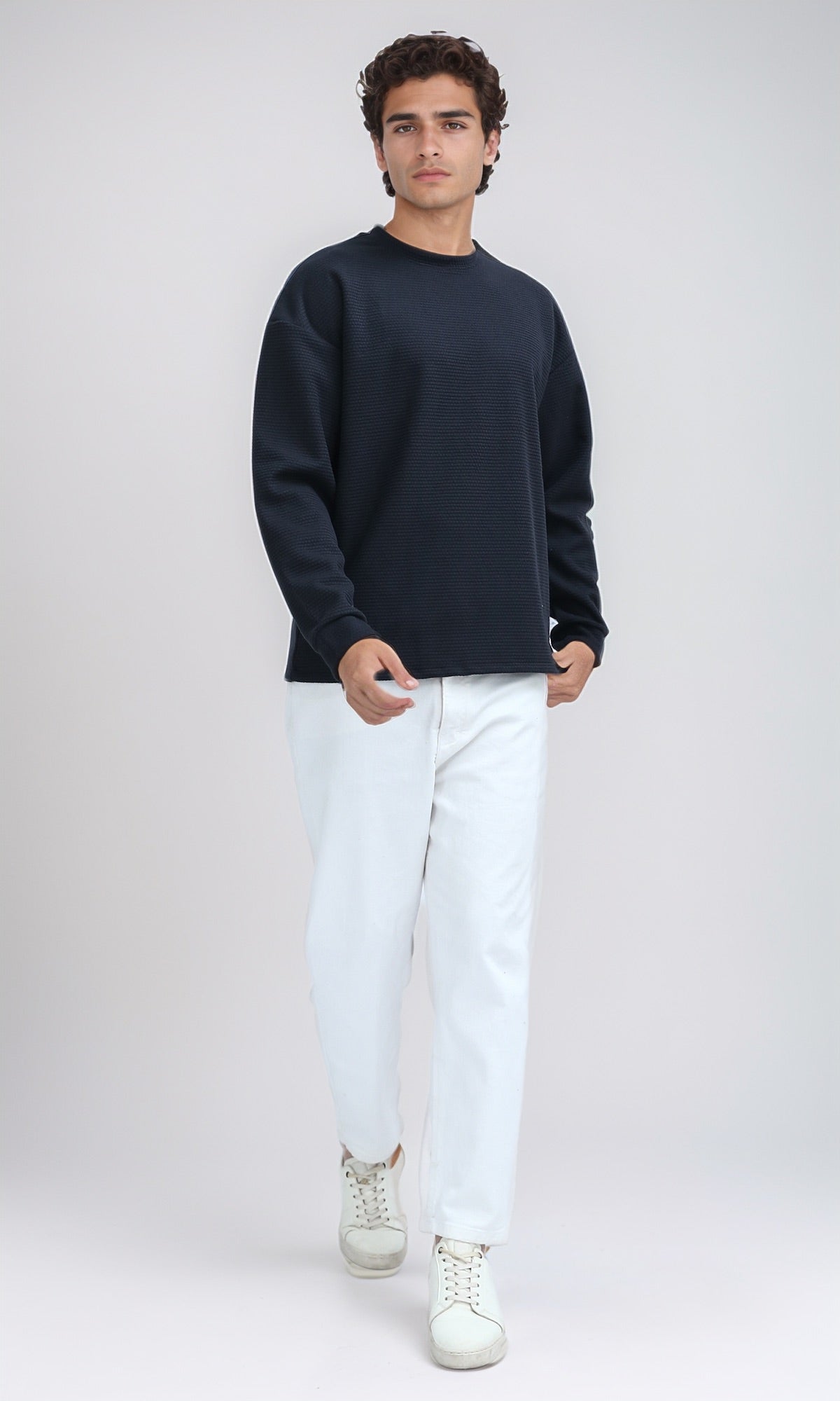 Ravin Men's Oversized Waffle Knit Crew-Neck Sweatshirt - O202113