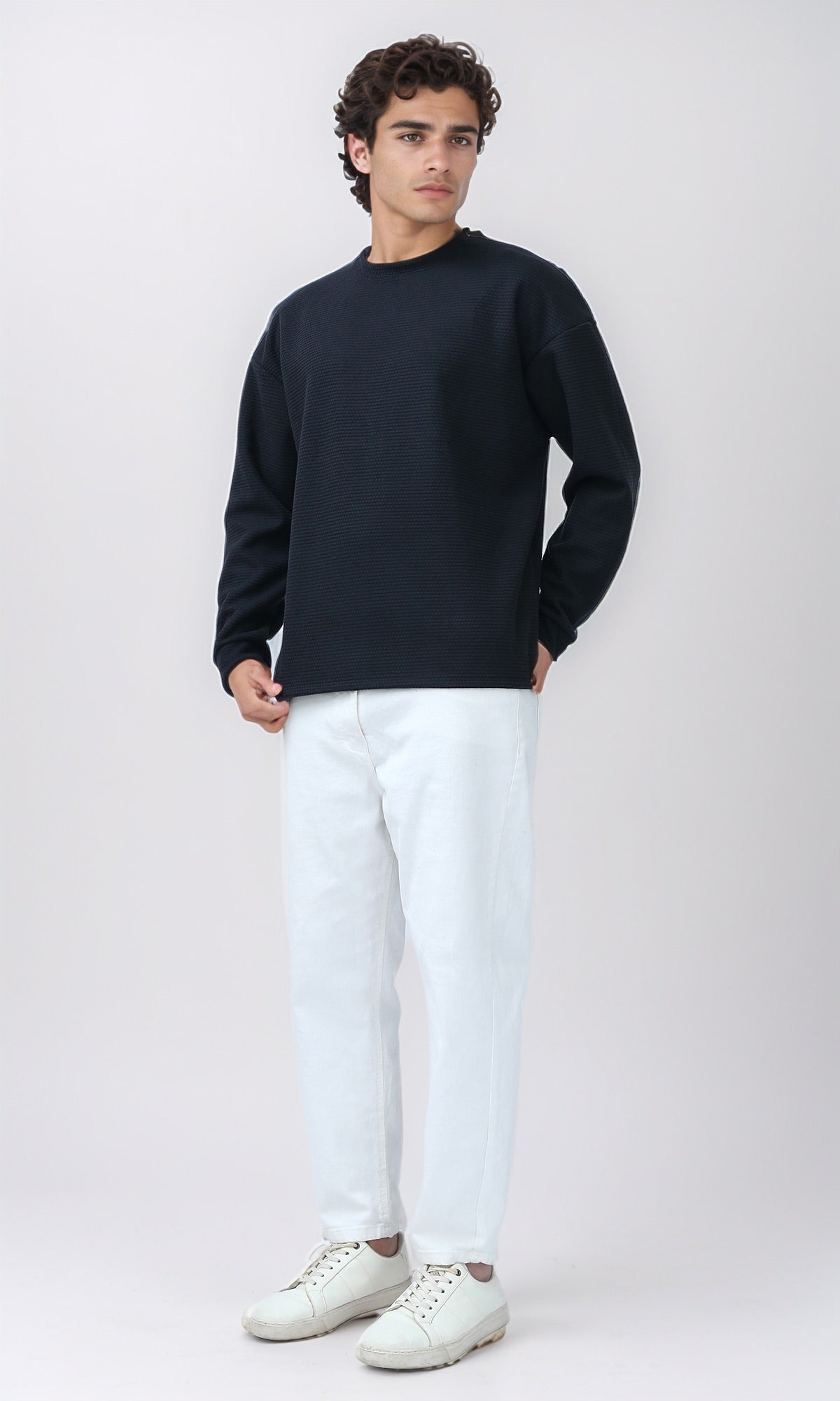 Ravin Men's Oversized Waffle Knit Crew-Neck Sweatshirt - O202113