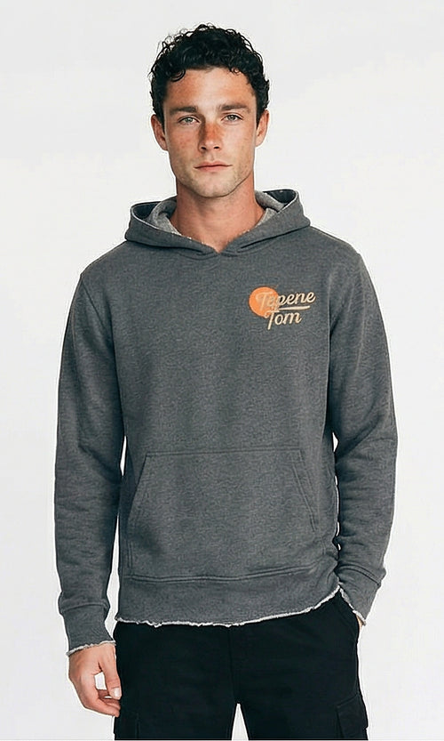 Charcoal Tepene Tom Desert Graphic Raw Hem Hoodie - O202180
